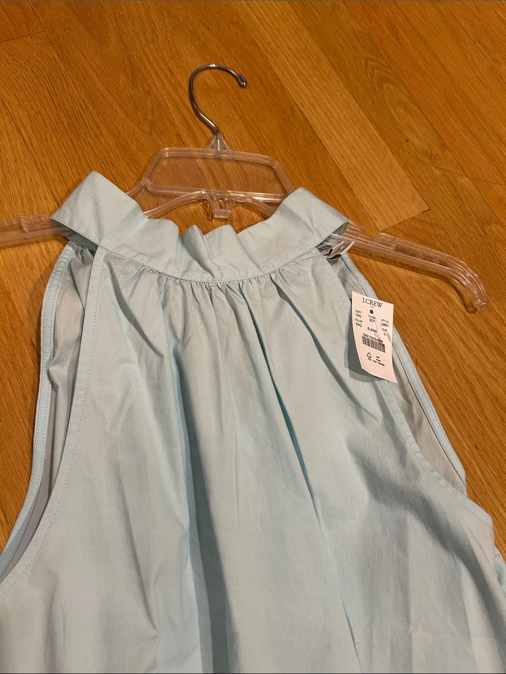 NWT J. Crew Factory Light Blue Sleeveless Halter Neck Cotton Top - Picture 3 of 6